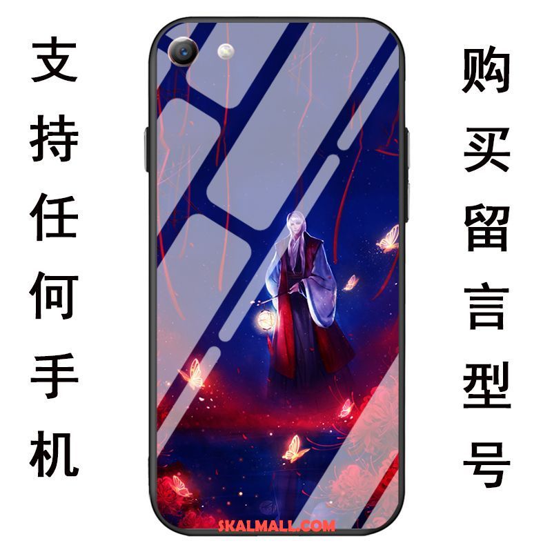 Oppo F7 Youth Skal Härdat Glas Kreativa Mobil Telefon Blommor Spegel Billig