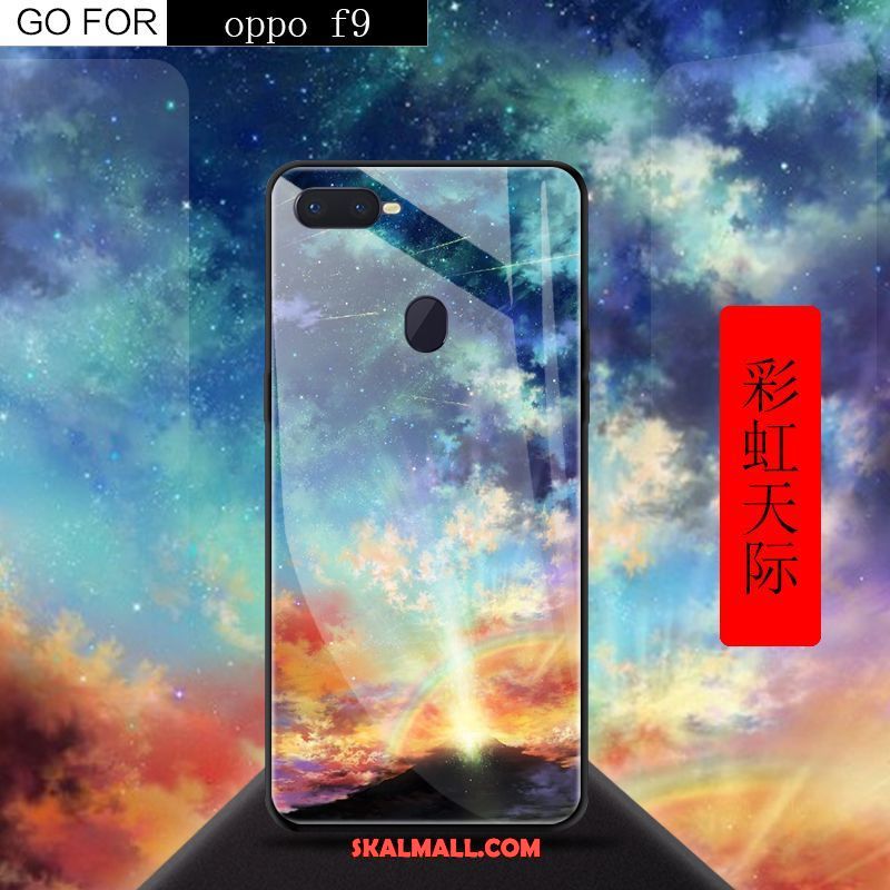 Oppo F9 Skal Kreativa Röd Härdat Glas Mobil Telefon Fallskydd Fodral Köpa