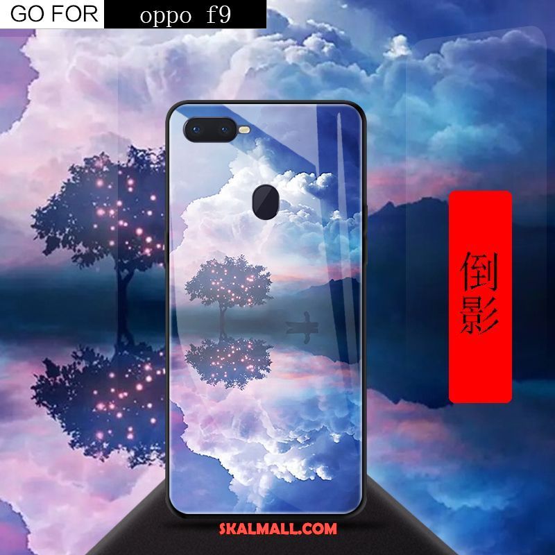 Oppo F9 Skal Kreativa Röd Härdat Glas Mobil Telefon Fallskydd Fodral Köpa