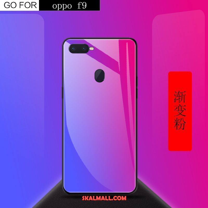 Oppo F9 Skal Kreativa Röd Härdat Glas Mobil Telefon Fallskydd Fodral Köpa