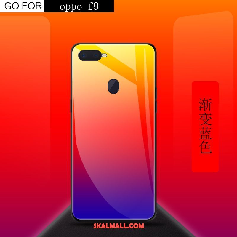 Oppo F9 Skal Kreativa Röd Härdat Glas Mobil Telefon Fallskydd Fodral Köpa