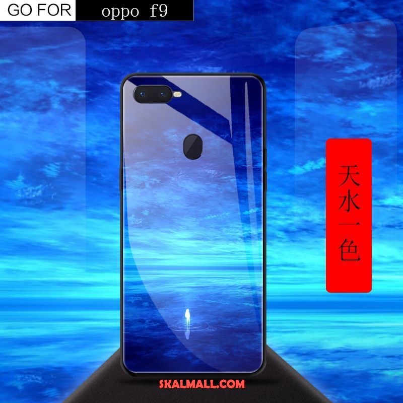 Oppo F9 Skal Kreativa Röd Härdat Glas Mobil Telefon Fallskydd Fodral Köpa