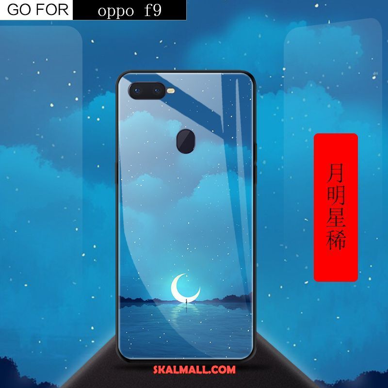 Oppo F9 Skal Kreativa Röd Härdat Glas Mobil Telefon Fallskydd Fodral Köpa