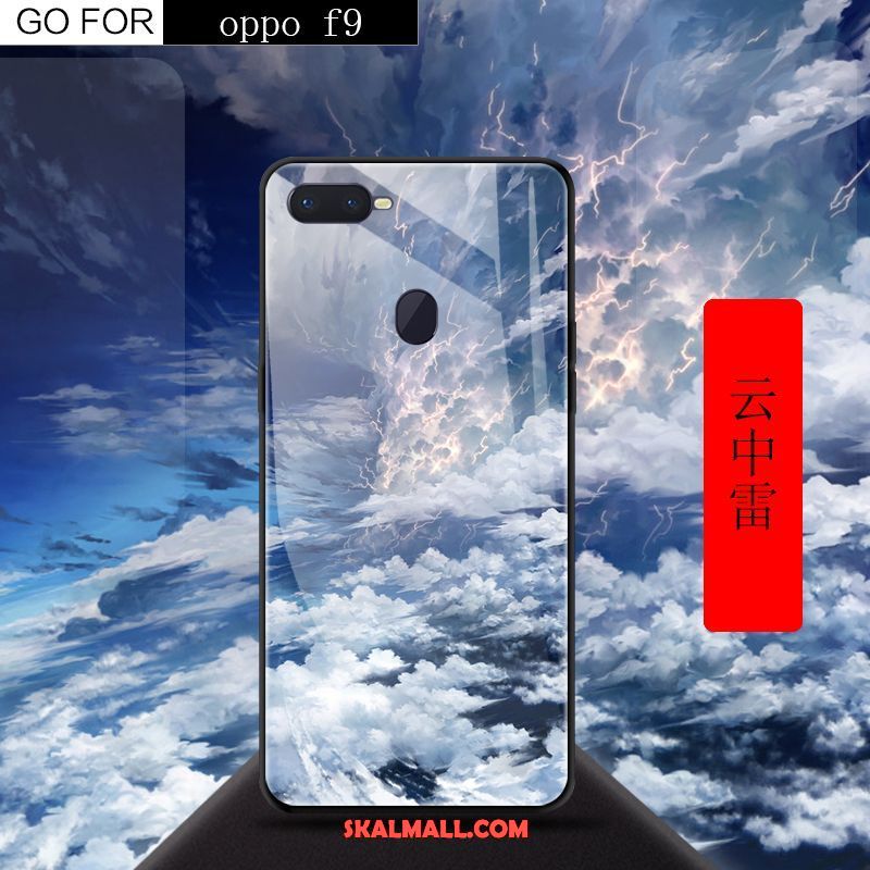 Oppo F9 Skal Kreativa Röd Härdat Glas Mobil Telefon Fallskydd Fodral Köpa