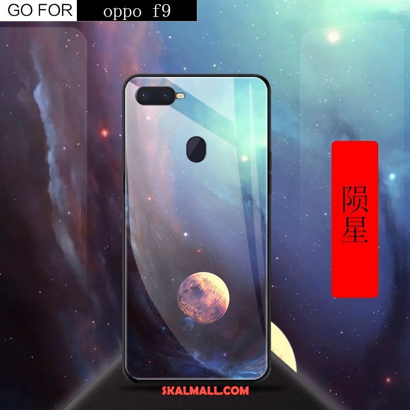 Oppo F9 Skal Kreativa Röd Härdat Glas Mobil Telefon Fallskydd Fodral Köpa