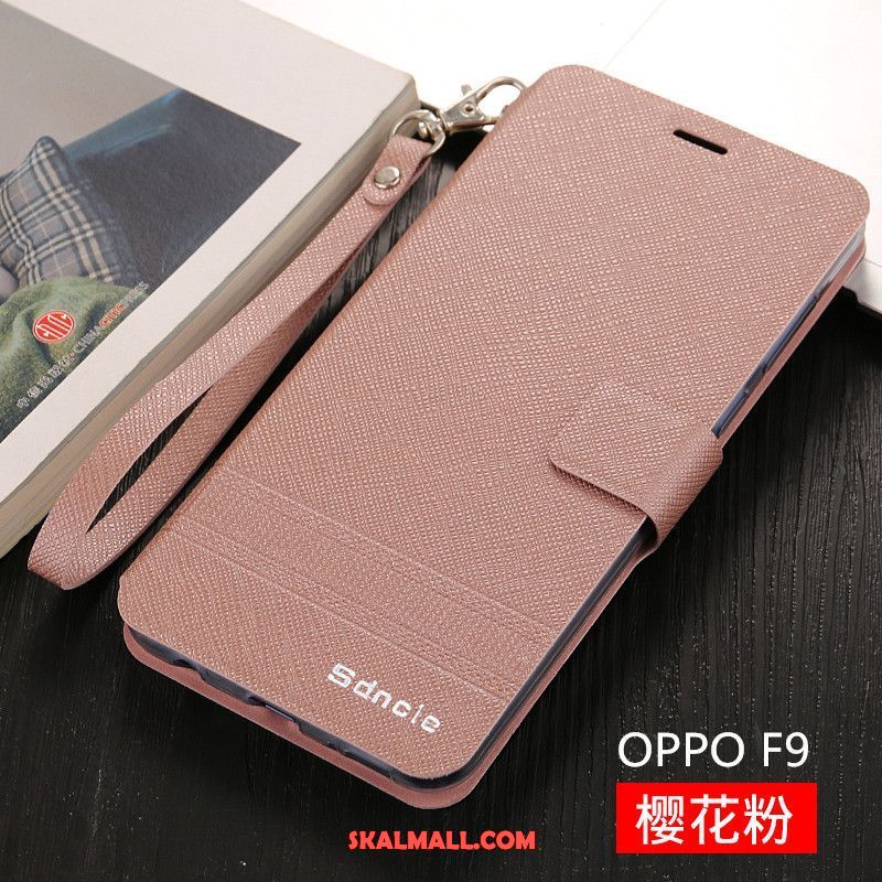 Oppo F9 Skal Trend Läderfodral Röd Mobil Telefon Clamshell Billiga