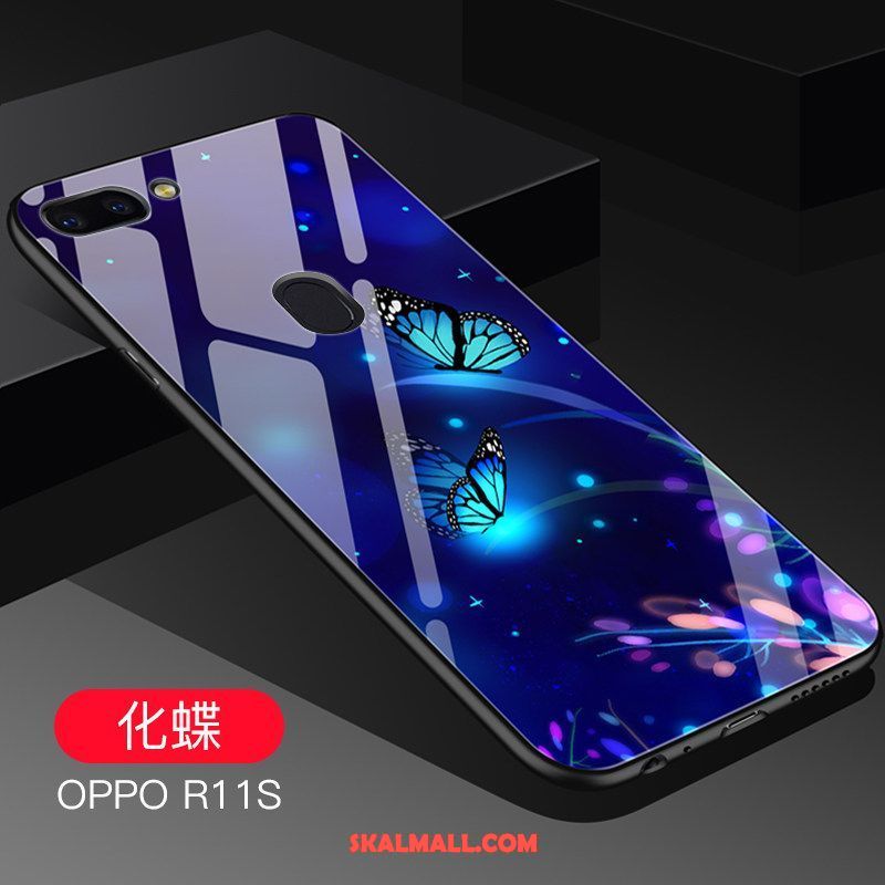 Oppo R11s Skal Mobil Telefon Cool Blå Glas Mjuk Fodral Till Salu