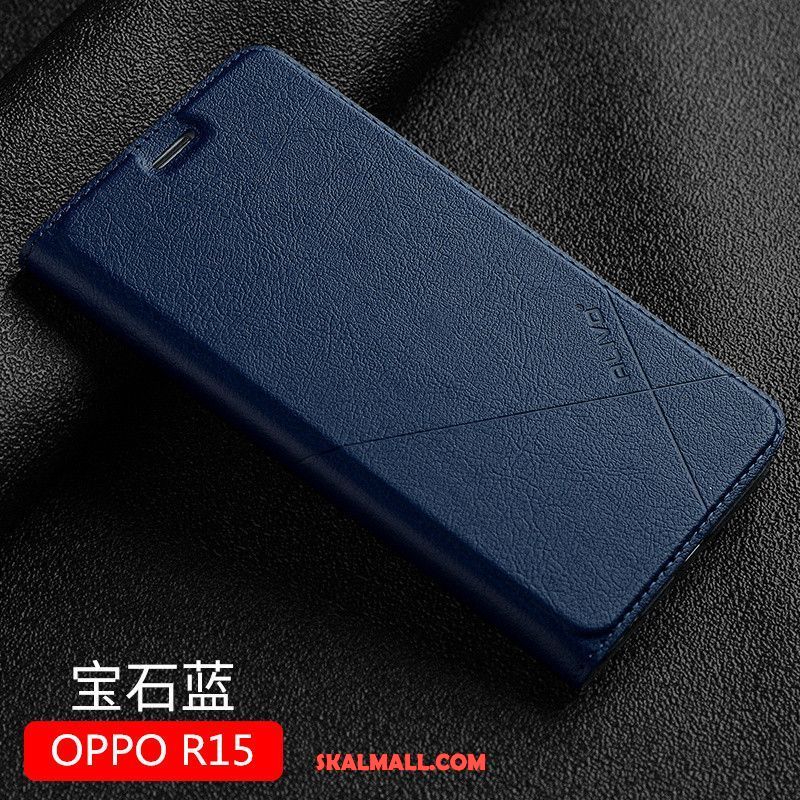 Oppo R15 Skal Fallskydd Trend Läderfodral Mobil Telefon Svart Billigt