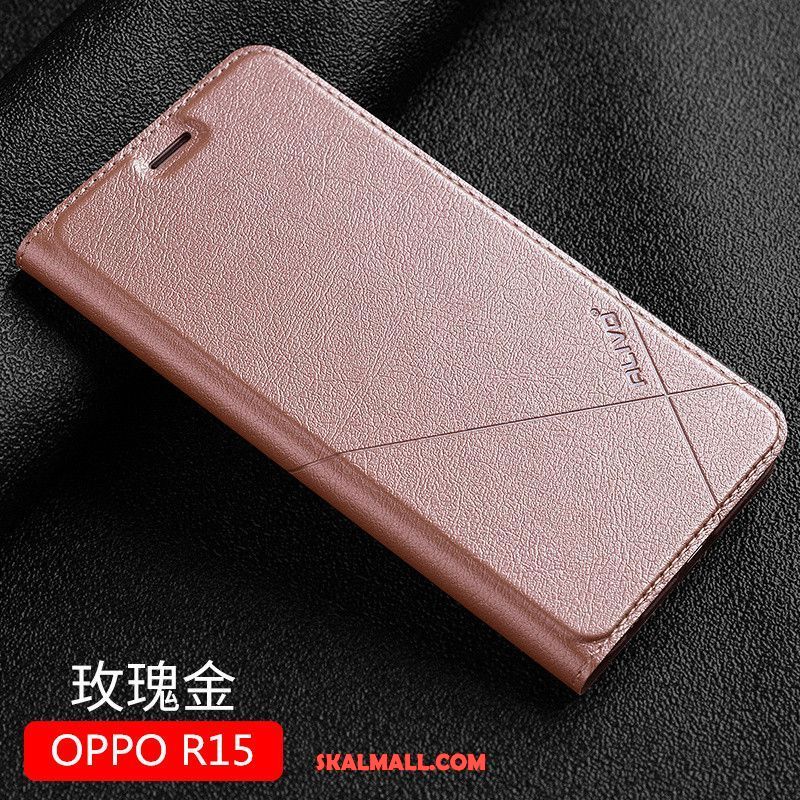 Oppo R15 Skal Fallskydd Trend Läderfodral Mobil Telefon Svart Billigt