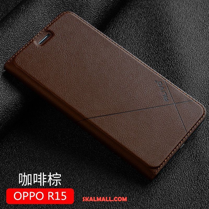 Oppo R15 Skal Fallskydd Trend Läderfodral Mobil Telefon Svart Billigt