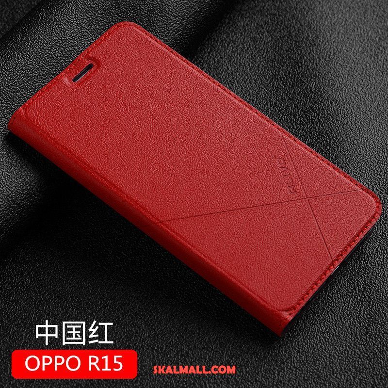 Oppo R15 Skal Fallskydd Trend Läderfodral Mobil Telefon Svart Billigt