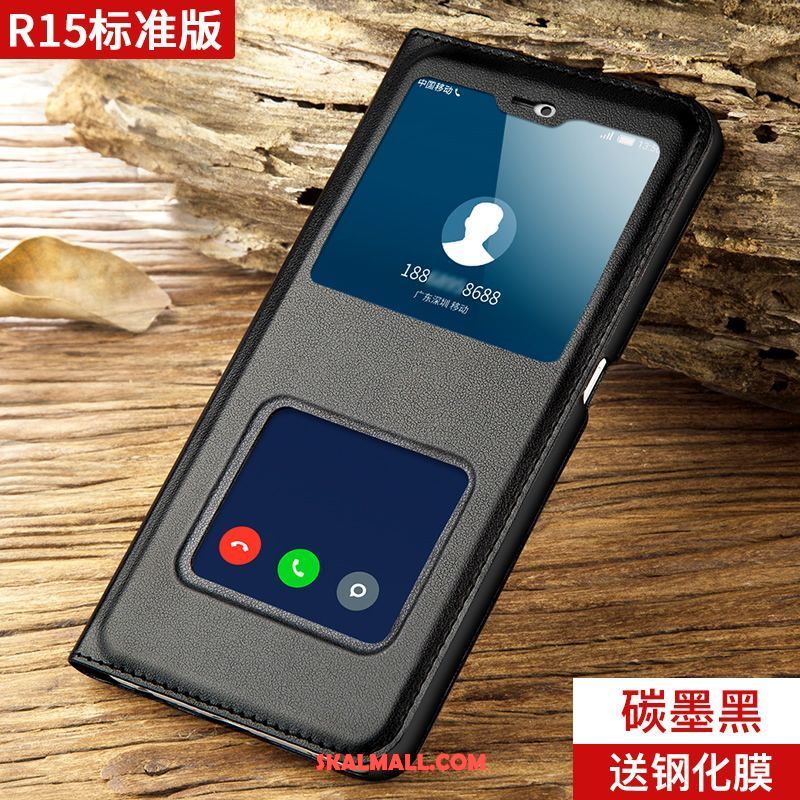 Oppo R15 Skal Nubuck Personlighet Fallskydd Mörkblå Mobil Telefon Fodral Rea