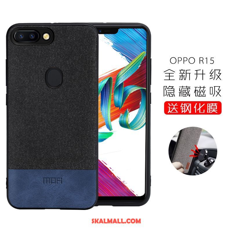 Oppo R15 Skal Svart Mobil Telefon Textil Silikon All Inclusive Billiga