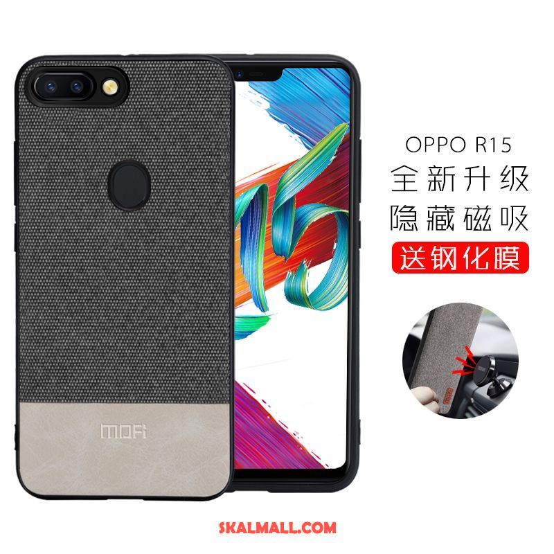 Oppo R15 Skal Svart Mobil Telefon Textil Silikon All Inclusive Billiga