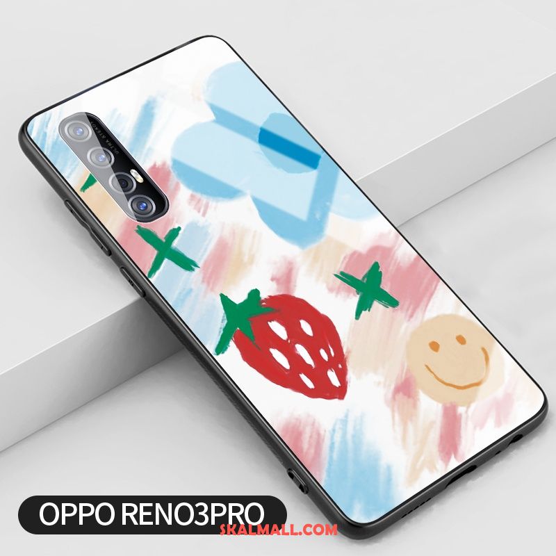 Oppo Reno 3 Pro Skal Blå Fallskydd Glas Mobil Telefon Jordgubbar Rabatt