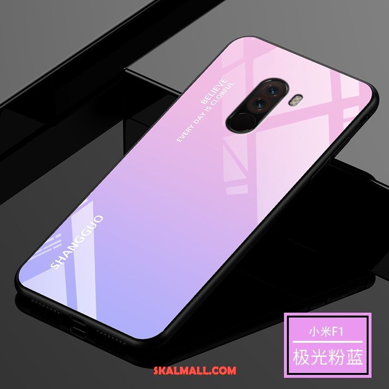 Pocophone F1 Skal Härdat Glas Spegel Rosa Mobil Telefon Gradient Billig