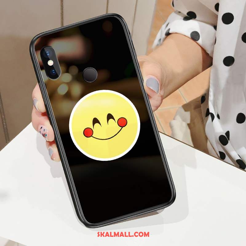 Redmi Note 6 Pro Skal Smiley Röd Härdat Glas Liten Svart Rea