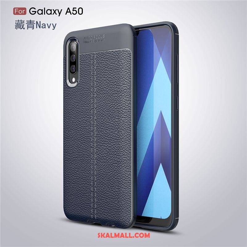 Samsung Galaxy A50 Skal Skydd Business Läder Silikon Mjuk Fodral Rea