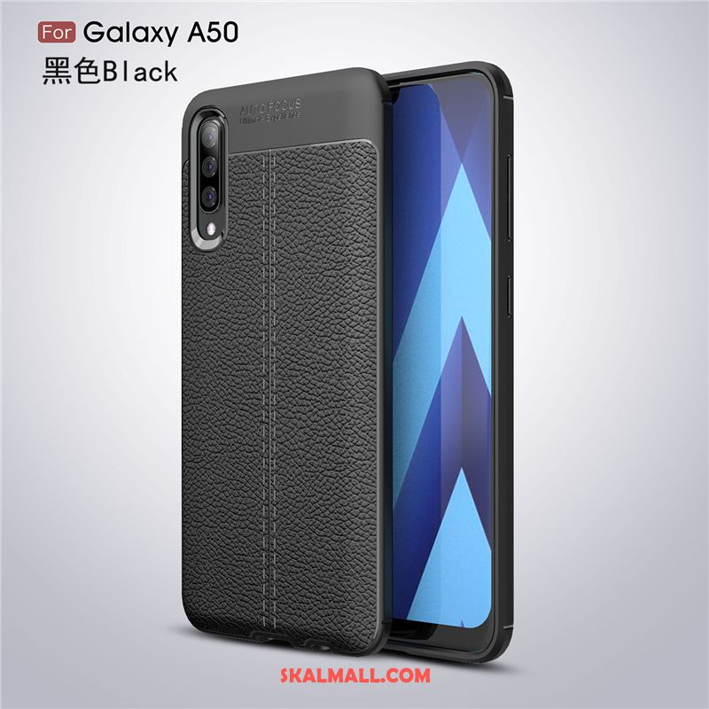 Samsung Galaxy A50 Skal Skydd Business Läder Silikon Mjuk Fodral Rea