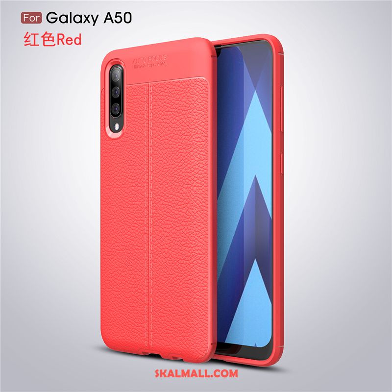 Samsung Galaxy A50 Skal Skydd Business Läder Silikon Mjuk Fodral Rea