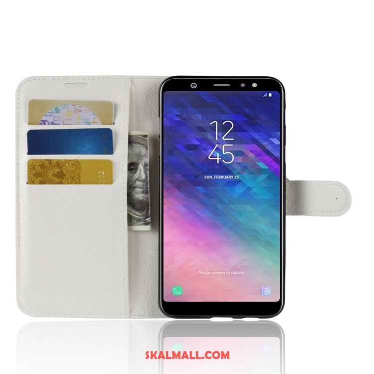 Samsung Galaxy A6+ Skal Grön Läderfodral Mönster Plånbok All Inclusive Fodral Rabatt