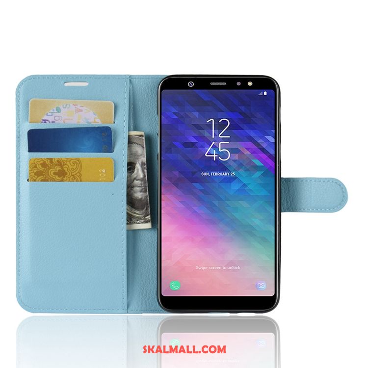 Samsung Galaxy A6+ Skal Grön Läderfodral Mönster Plånbok All Inclusive Fodral Rabatt