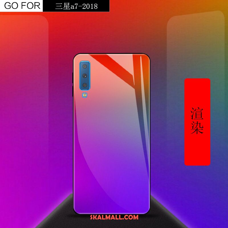 Samsung Galaxy A7 2018 Skal Glas Stjärna Kreativa Gradient Färg Mobil Telefon Billigt