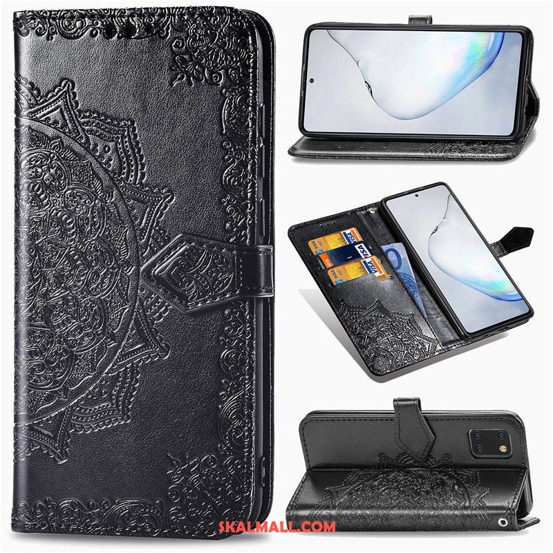 Samsung Galaxy Note 10 Lite Skal Solid Färg Lättnad Grön Läderfodral Embossing Fodral Billiga