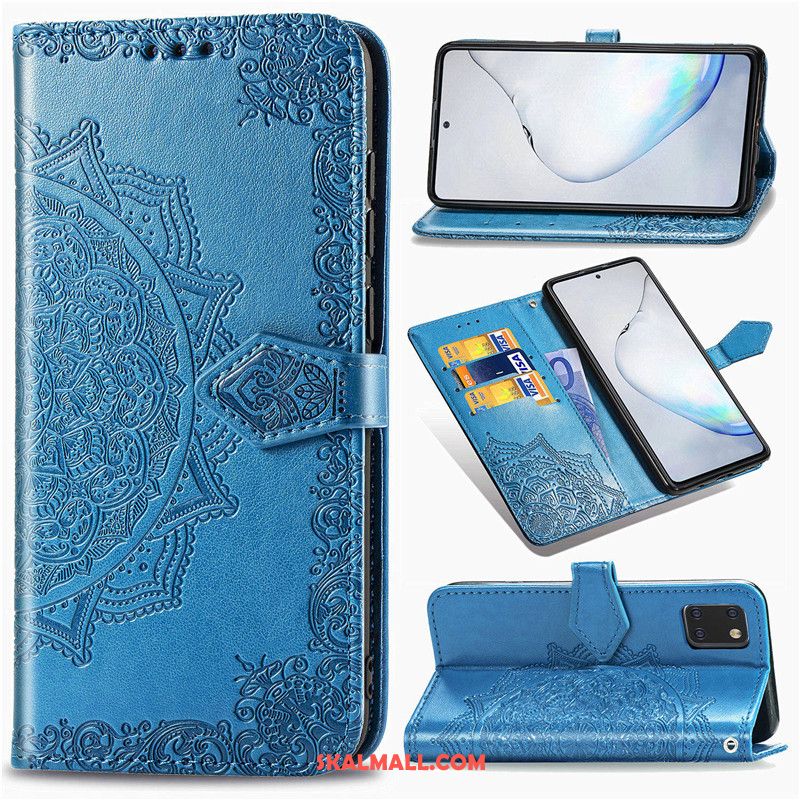 Samsung Galaxy Note 10 Lite Skal Solid Färg Lättnad Grön Läderfodral Embossing Fodral Billiga