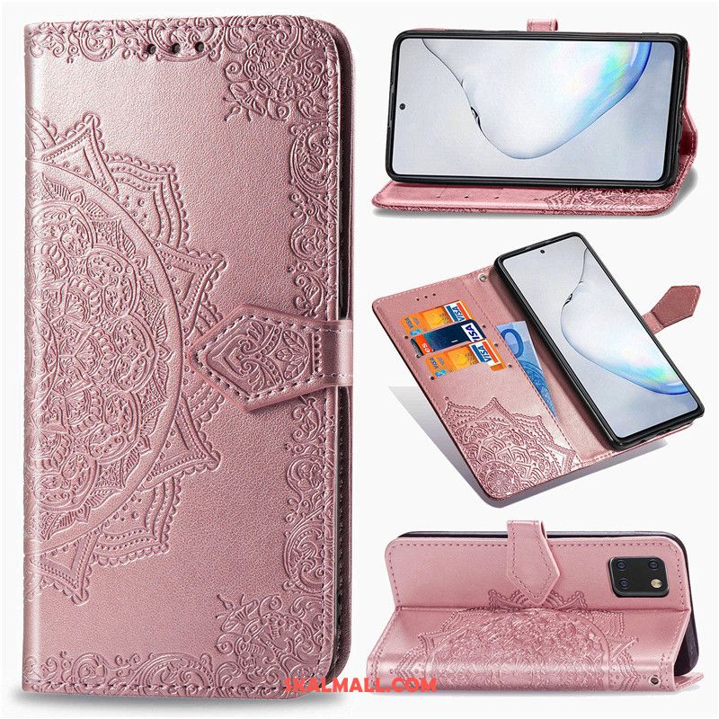 Samsung Galaxy Note 10 Lite Skal Solid Färg Lättnad Grön Läderfodral Embossing Fodral Billiga