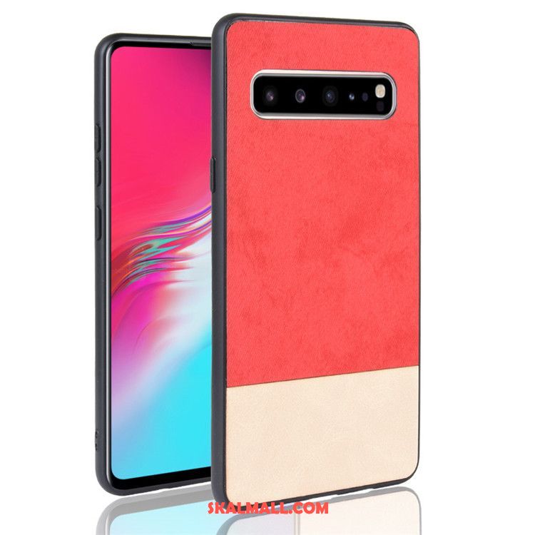 Samsung Galaxy S10 5g Skal Blandade Färger Läder Svart Skydd Mobil Telefon Rea