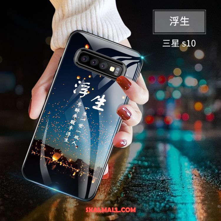 Samsung Galaxy S10 Skal Glas Blå Fallskydd Par Stjärna Billiga