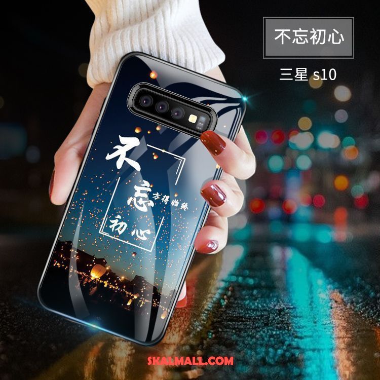Samsung Galaxy S10 Skal Glas Blå Fallskydd Par Stjärna Billiga