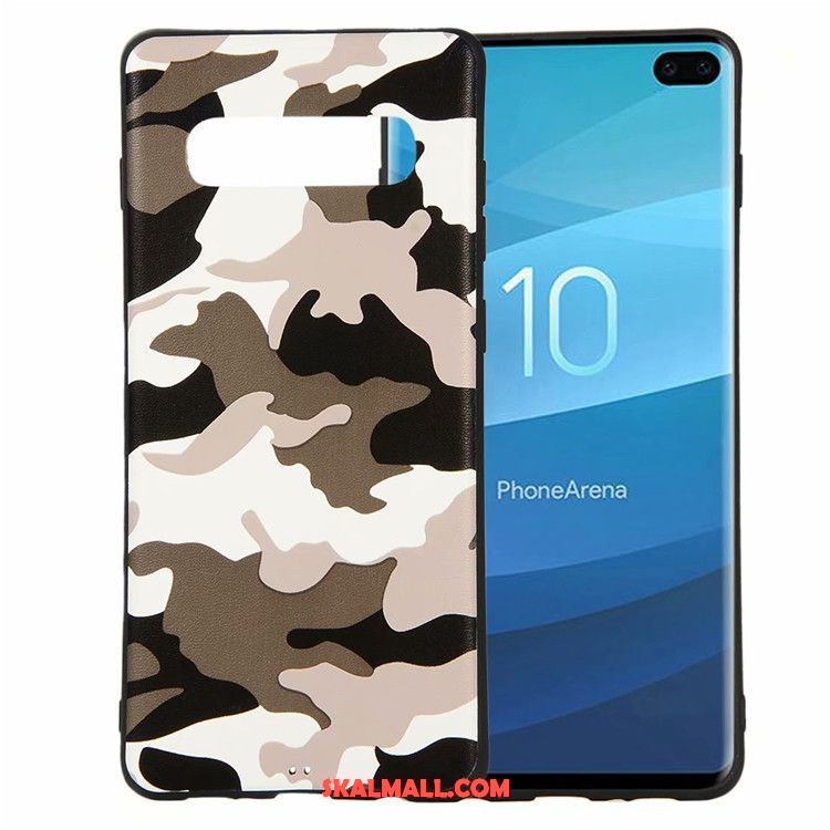 Samsung Galaxy S10 Skal Kamouflage Skydd Fallskydd Vit Mjuk Billig