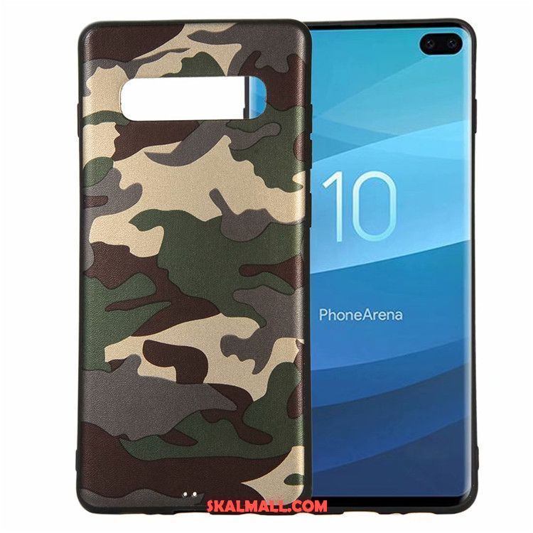 Samsung Galaxy S10 Skal Kamouflage Skydd Fallskydd Vit Mjuk Billig