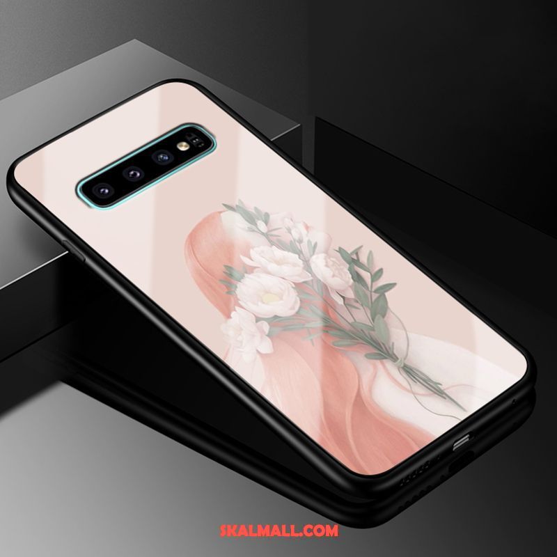 Samsung Galaxy S10 Skal Rosa Fallskydd Mobil Telefon Glas Hård Fodral Billig