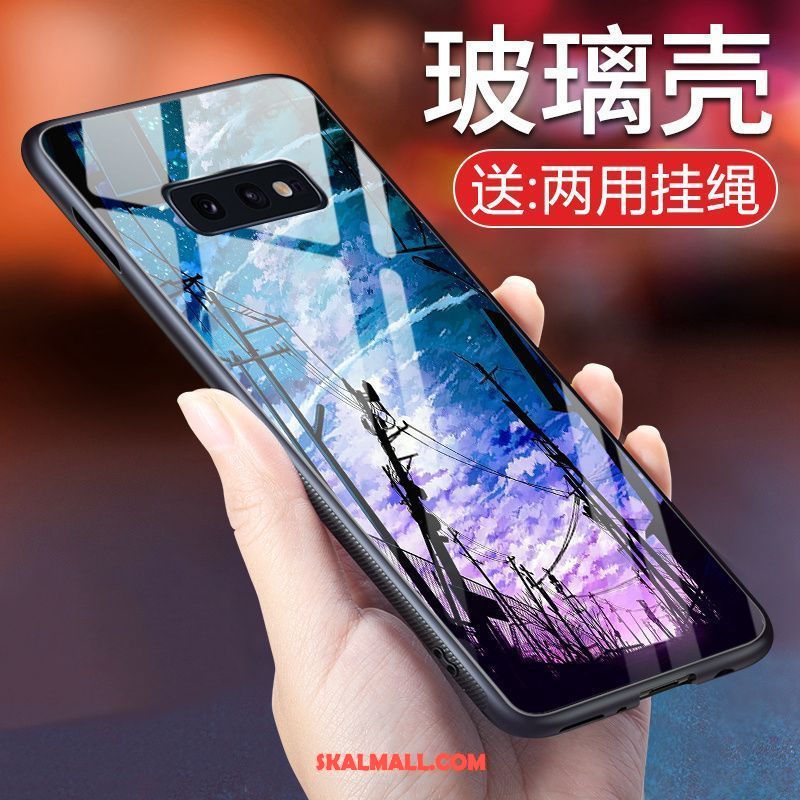 Samsung Galaxy S10e Skal Personlighet Purpur Skydd Härdat Glas Färg Fodral Billigt