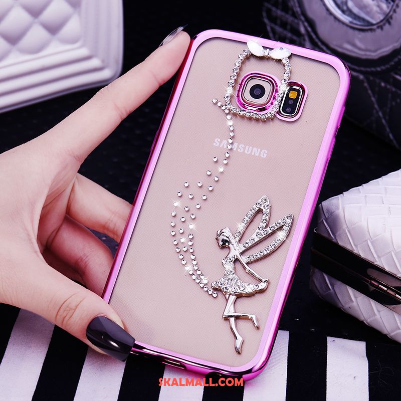 Samsung Galaxy S6 Edge Skal Strass Vacker Silikon Skydd Rosa Till Salu