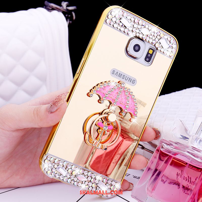 Samsung Galaxy S6 Skal Ring Rosa Guld Metall Skydd Strass Billig