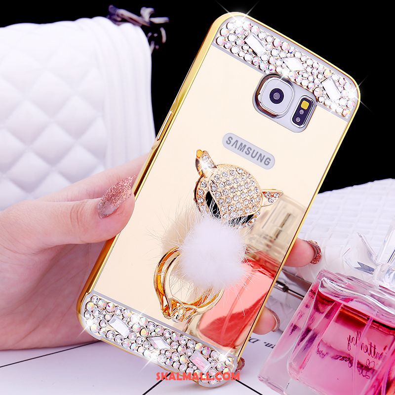 Samsung Galaxy S6 Skal Ring Rosa Guld Metall Skydd Strass Billig