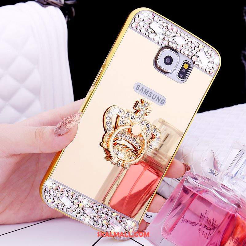 Samsung Galaxy S6 Skal Ring Rosa Guld Metall Skydd Strass Billig