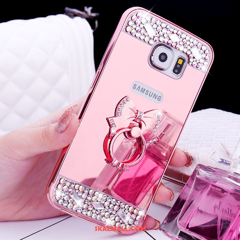 Samsung Galaxy S6 Skal Ring Rosa Guld Metall Skydd Strass Billig