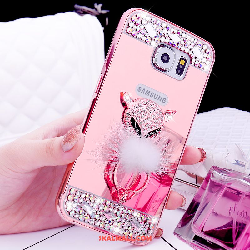 Samsung Galaxy S6 Skal Ring Rosa Guld Metall Skydd Strass Billig