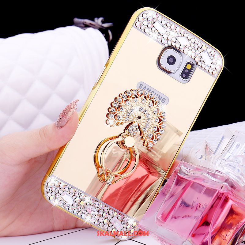 Samsung Galaxy S6 Skal Ring Rosa Guld Metall Skydd Strass Billig