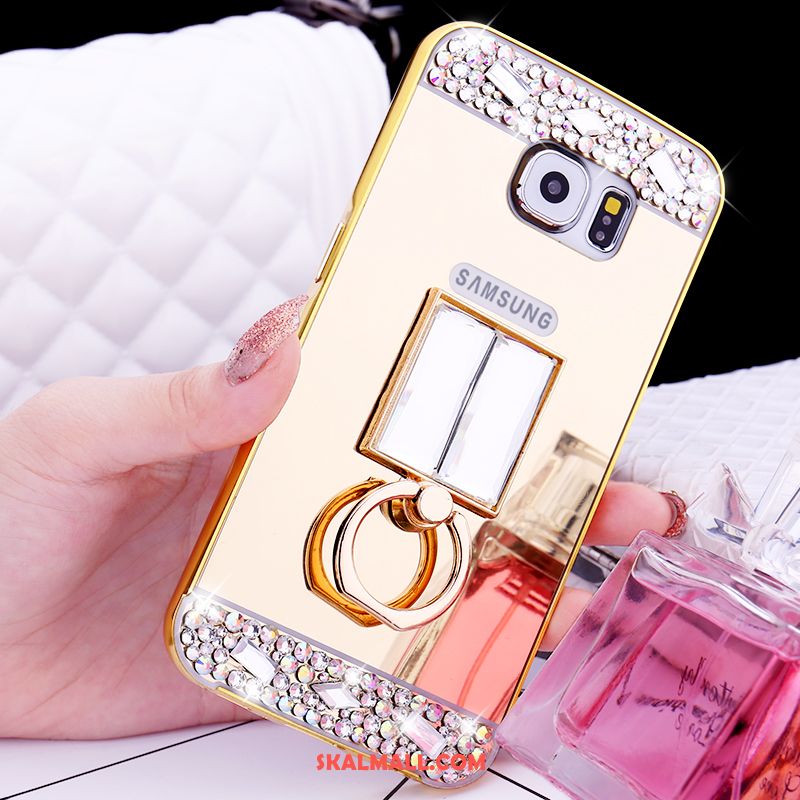 Samsung Galaxy S6 Skal Ring Rosa Guld Metall Skydd Strass Billig