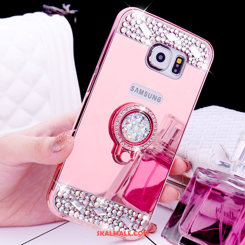 Samsung Galaxy S6 Skal Ring Rosa Guld Metall Skydd Strass Billig