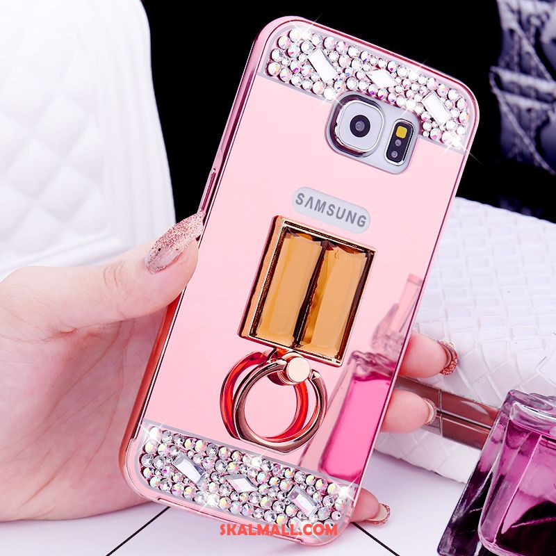 Samsung Galaxy S6 Skal Ring Rosa Guld Metall Skydd Strass Billig