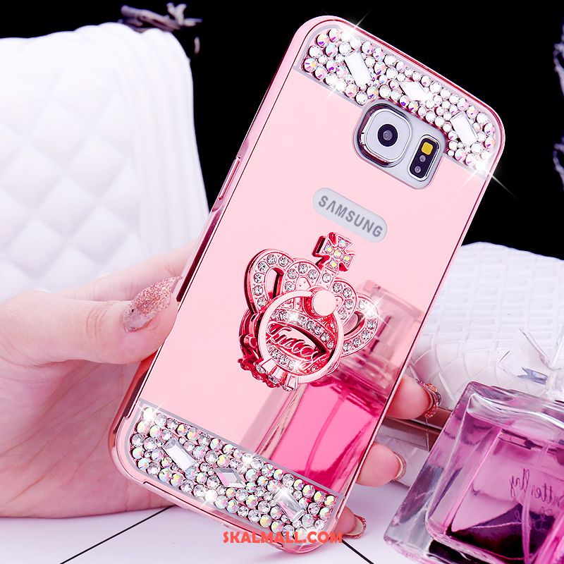 Samsung Galaxy S6 Skal Ring Rosa Guld Metall Skydd Strass Billig