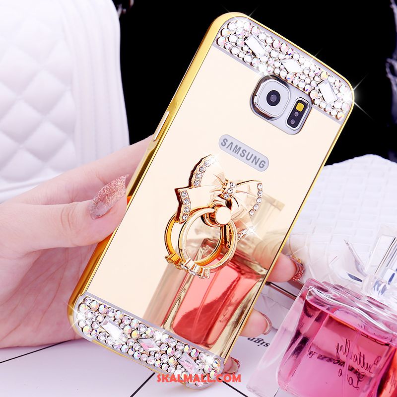 Samsung Galaxy S6 Skal Ring Rosa Guld Metall Skydd Strass Billig