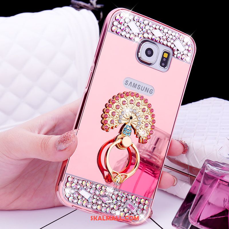 Samsung Galaxy S6 Skal Ring Rosa Guld Metall Skydd Strass Billig